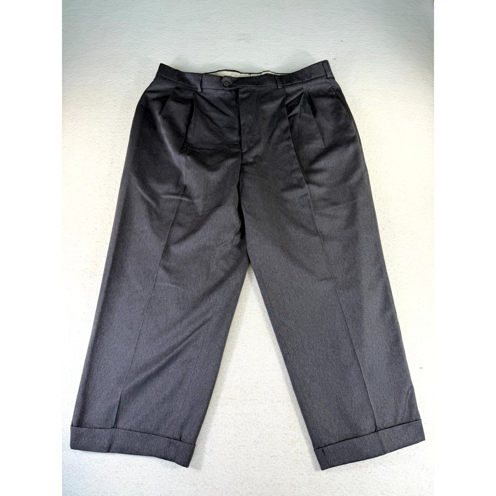 Savane Dress Pants Mens 40x30 Gray Pleated Front Business Office Wear Straight